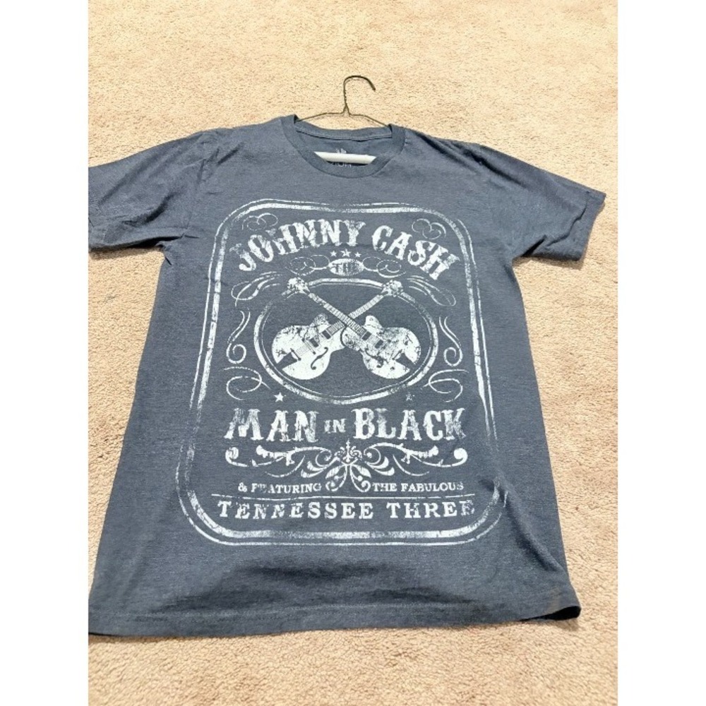 Johnny Cash Man in Black Tshirt SMALL